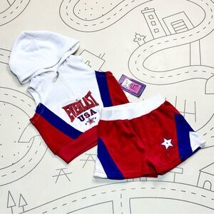 Vintage Terrycloth Everlast USA Red and Blue Hoodie Set